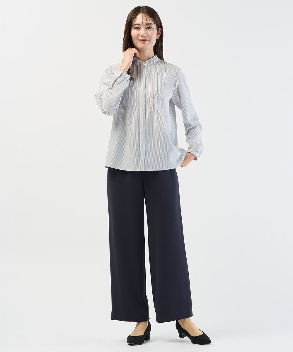 J.PRESS LADIES ソフトジョーゼット ストライプ プリント ブラウス 