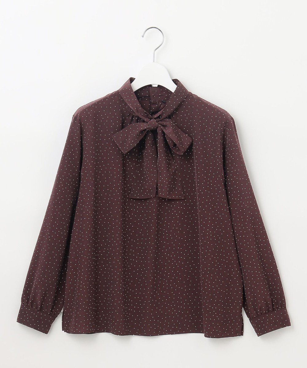 J.PRESS LADIES 【洗える】フェミニッシュパウダー dots ボウタイ ブラウス 