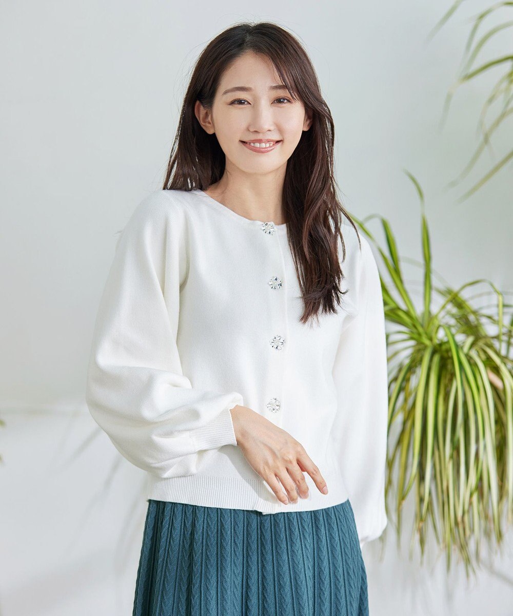 Tiaclasse 【洗える】ビジューニットカーディガン 