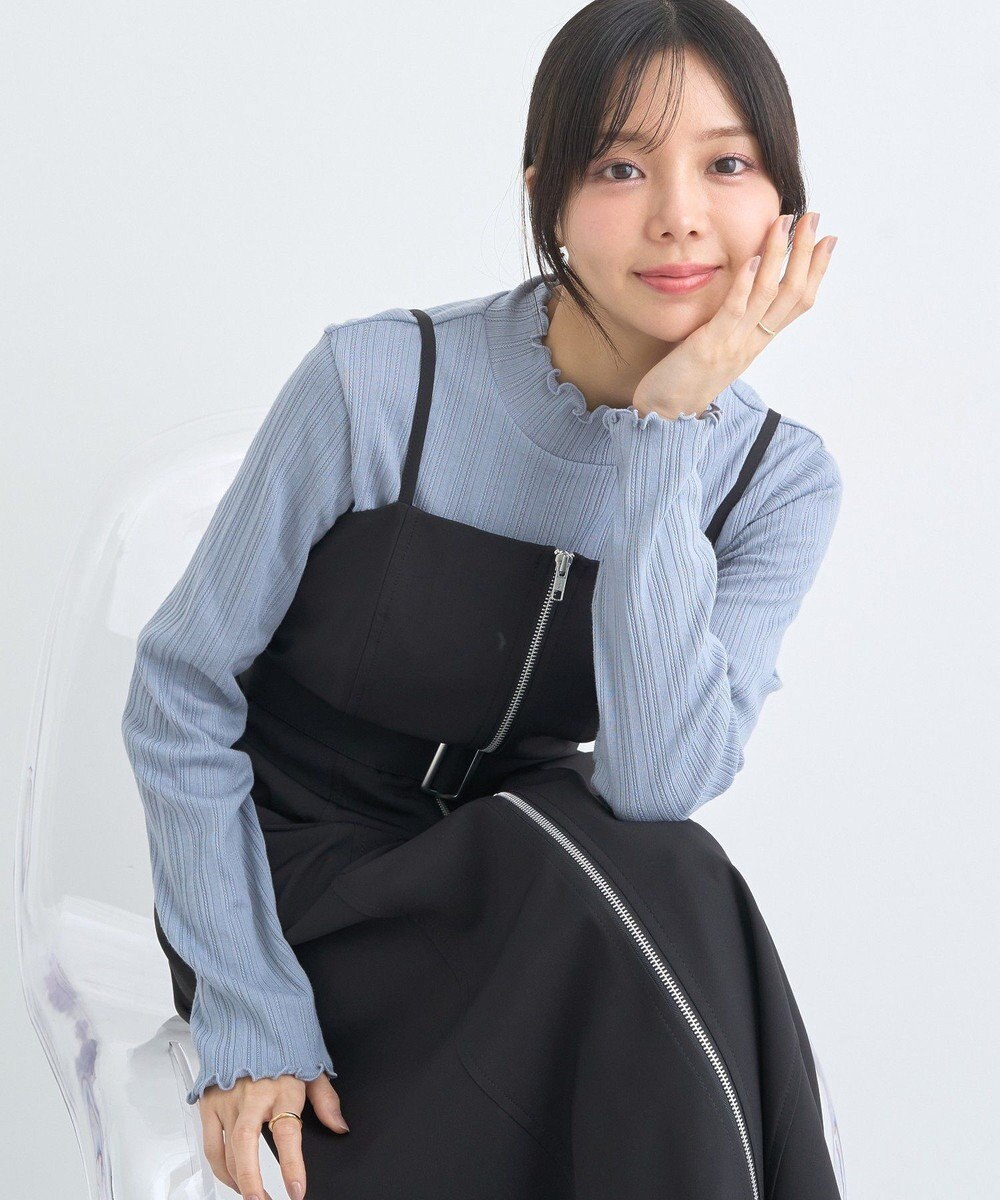 earth music&ecology ランダムチェーンリブハイネックプルオーバー 