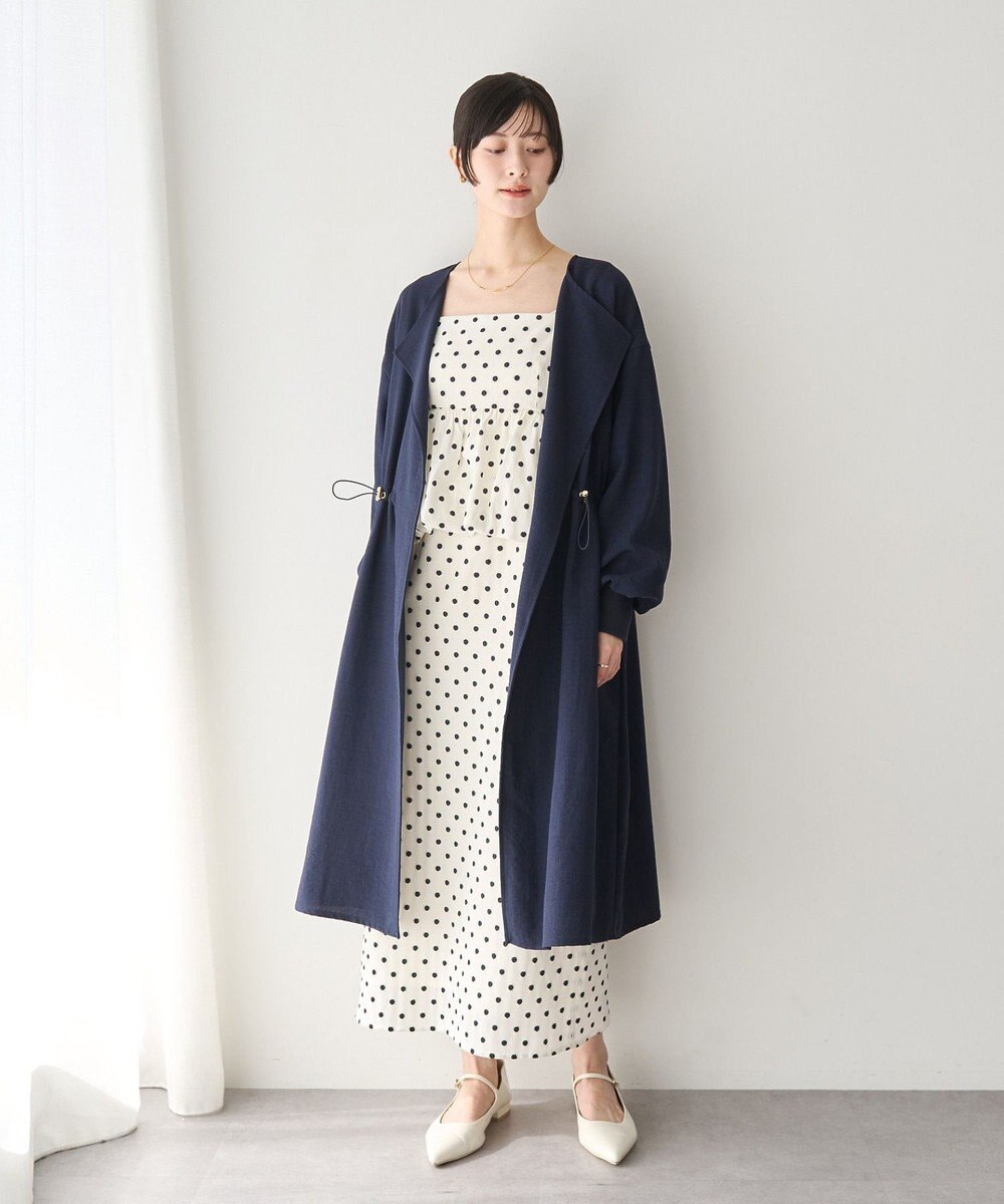 YECCA VECCA ノーカラーラペルロングコート 