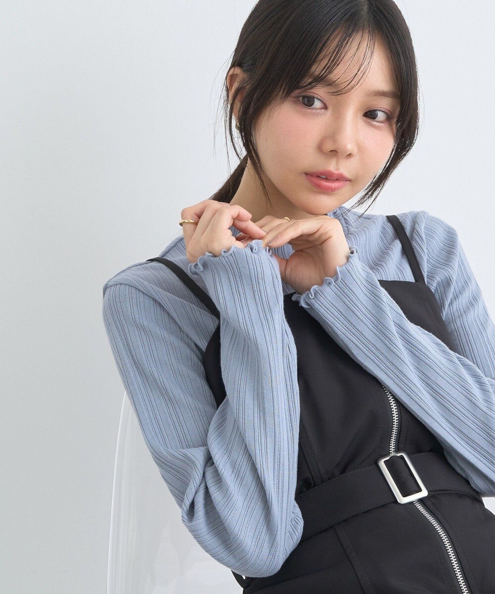 earth music&ecology ランダムチェーンリブハイネックプルオーバー 