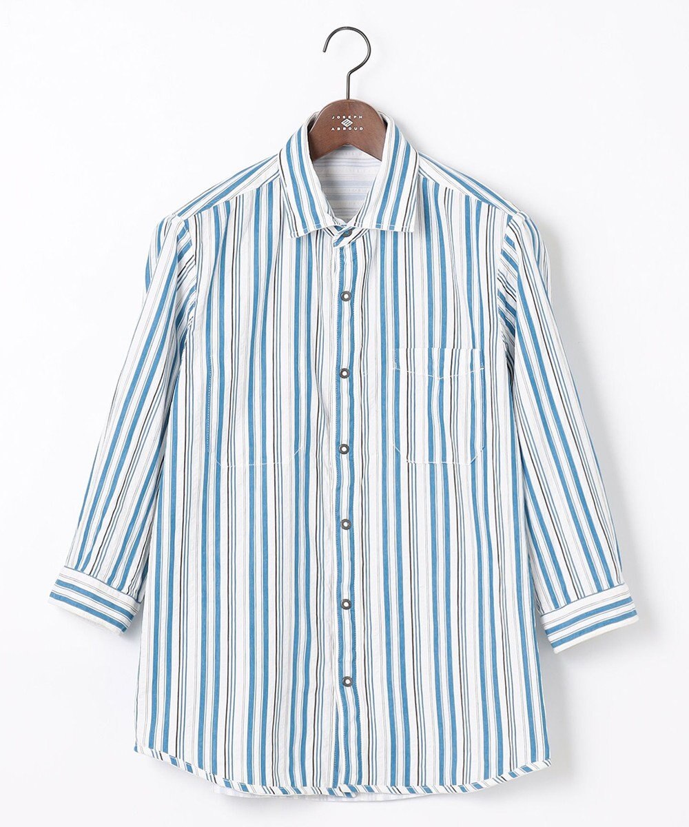 JOSEPH ABBOUD 【1枚で2通りの着こなし】オーガニックコットンリバーシブル 七分袖シャツ 