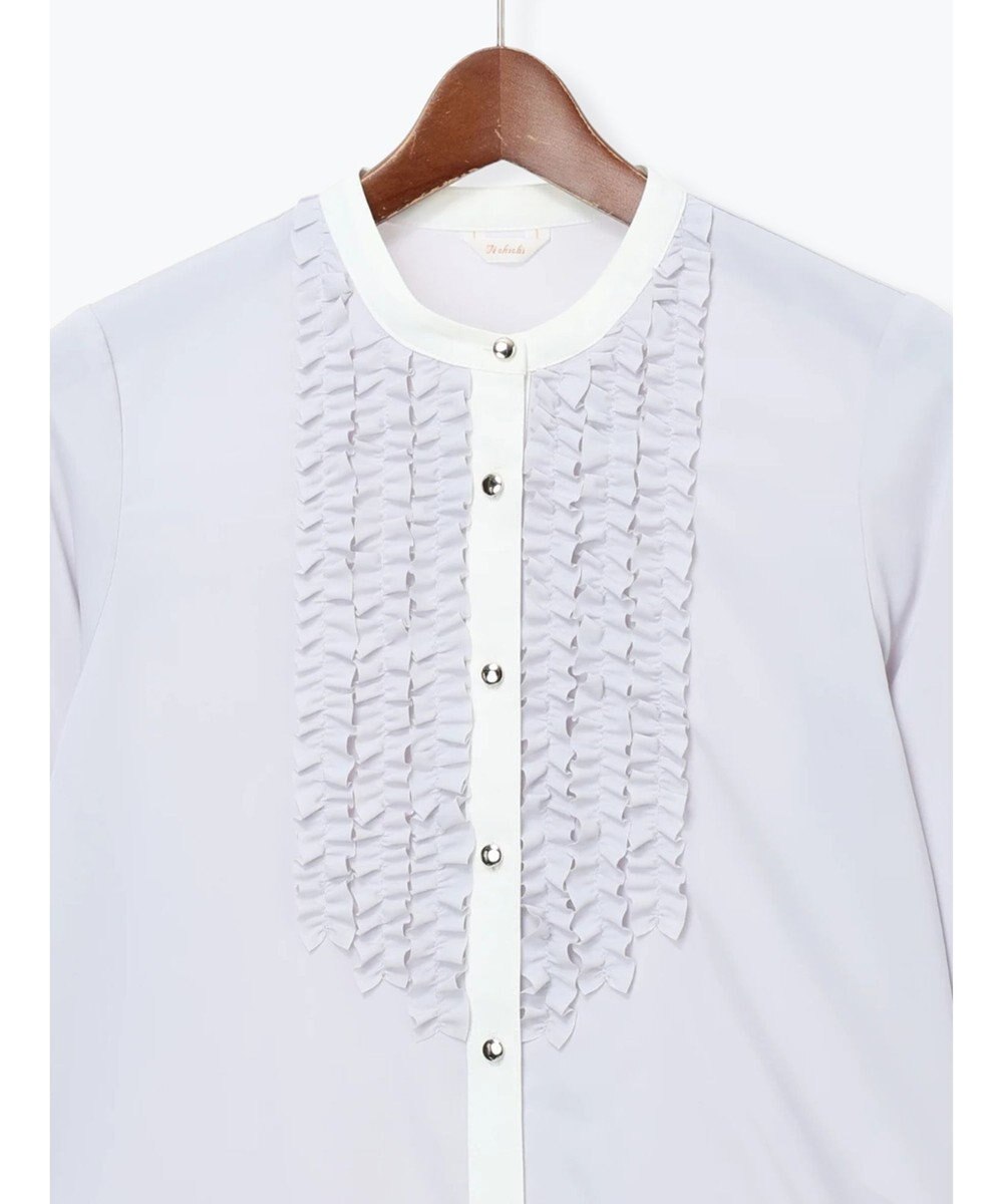 Te chichi フロントフリルバイカラーブラウス 