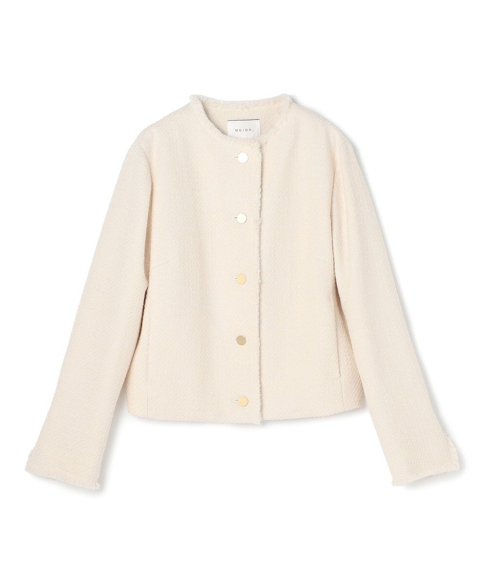 BEIGE， 【Oggi 10月号掲載】MULLIN / ウールツイードメタルボタンノーカラージャケット 