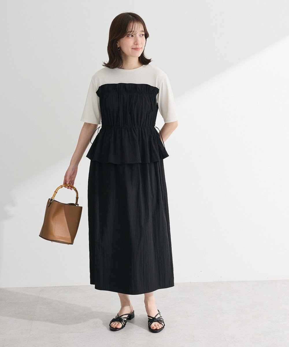 Green Parks ラメリブペプラムドッキングワンピース 