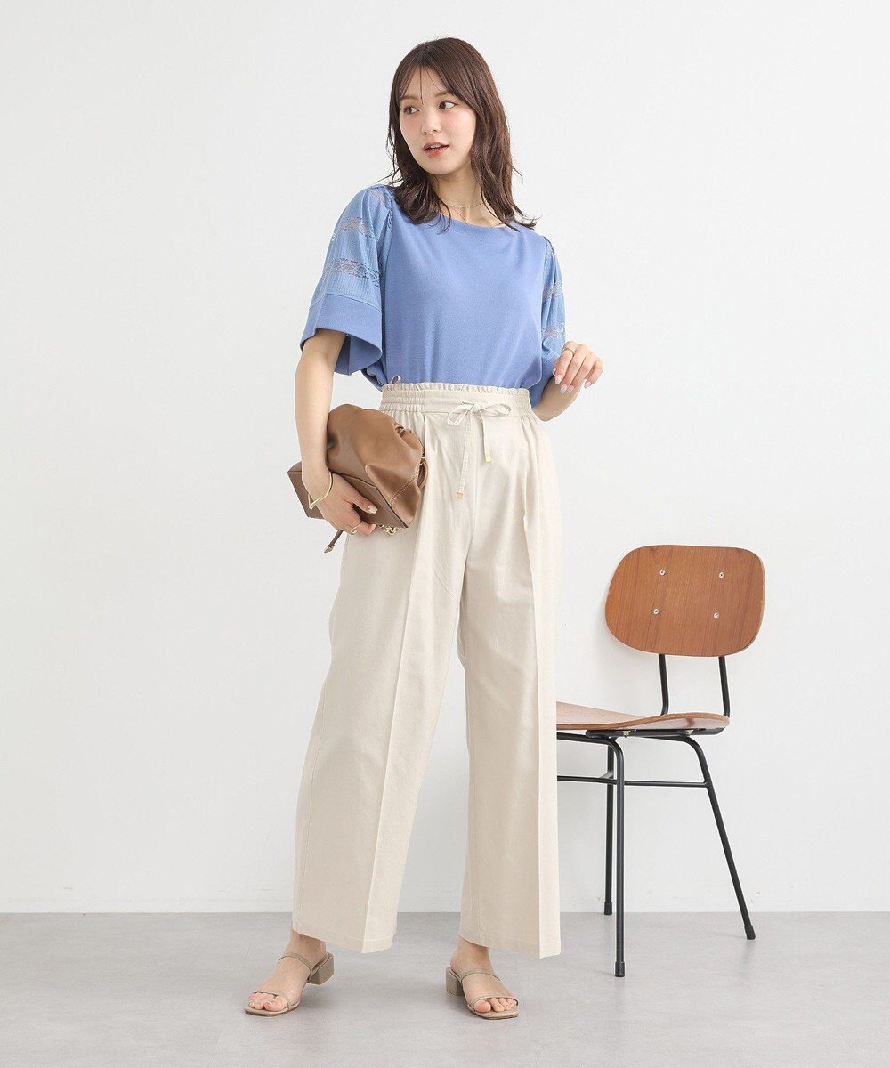 earth music&ecology フレア袖レースプルオーバー 