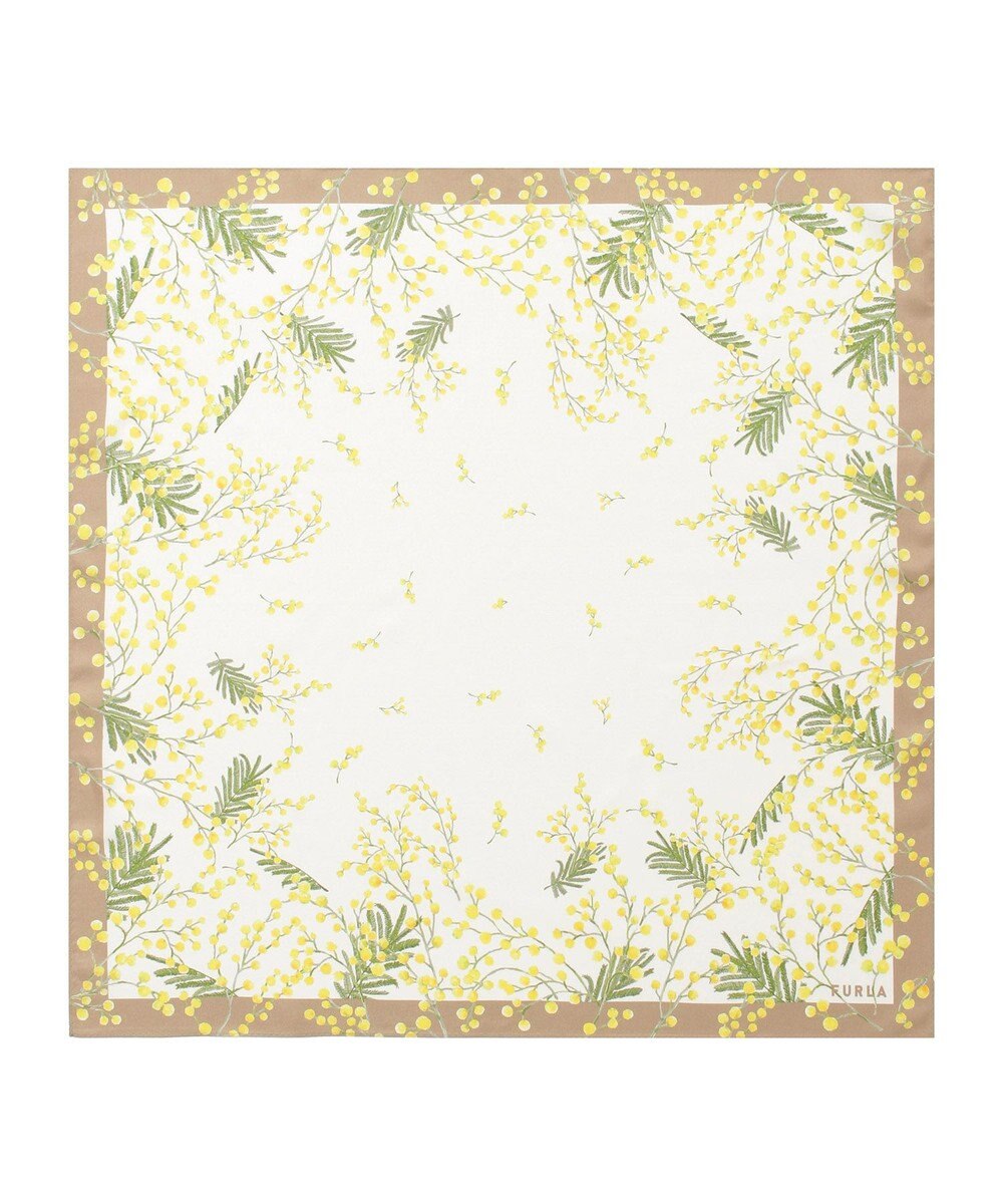 MOONBAT 【シルク100%】FURLA (フルラ) ミモザ シルクプリントスカーフ 65cm×65cm UV対策 手洗い可能 