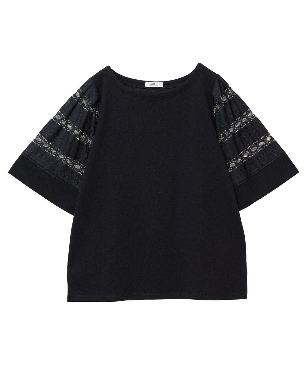 earth music&ecology フレア袖レースプルオーバー 