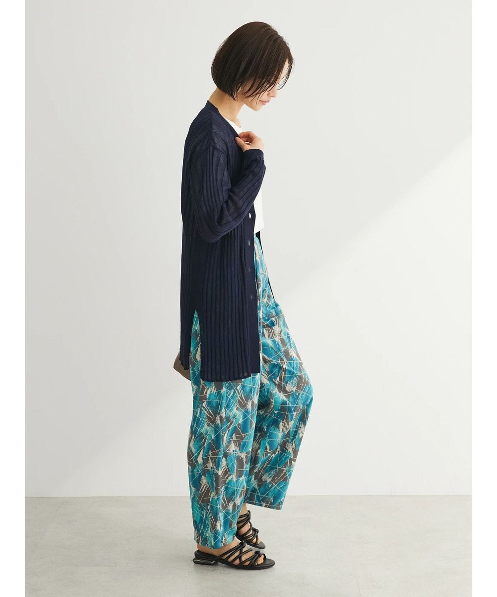 Green Parks 推しニット　リブ編みミドル丈カーディガン 