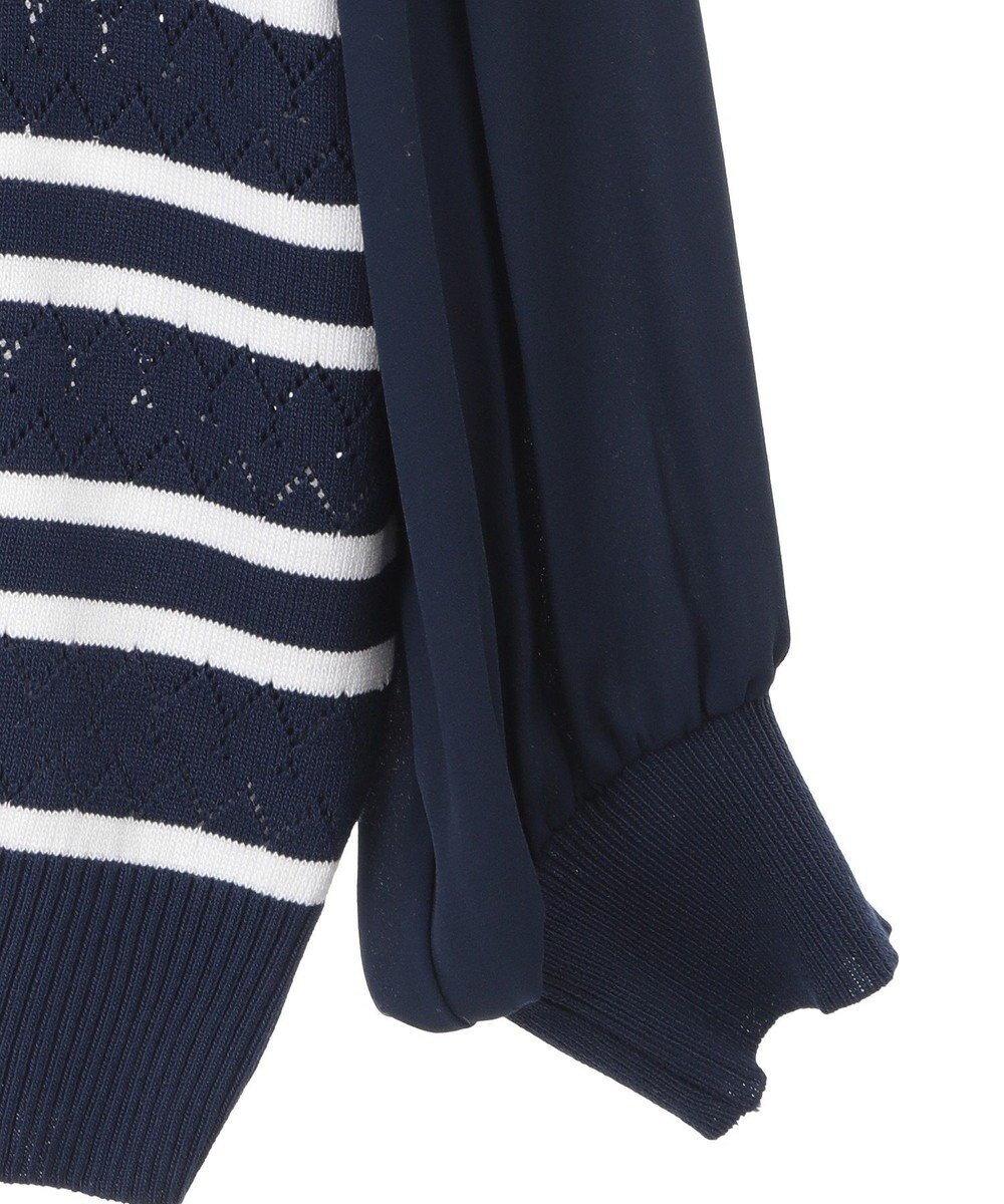 earth music&ecology 　透かし編みボーダーカーディガン 