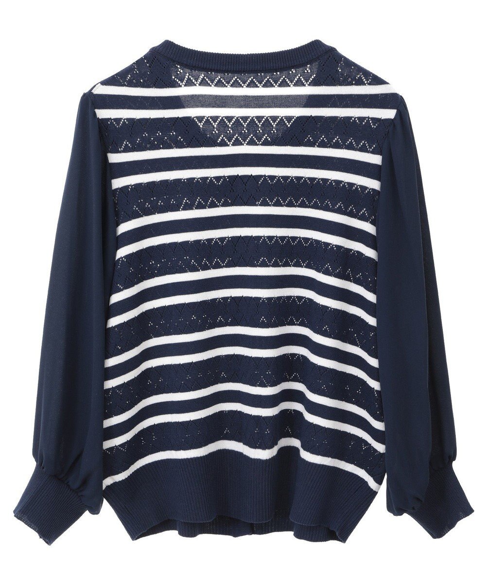 earth music&ecology 　透かし編みボーダーカーディガン 