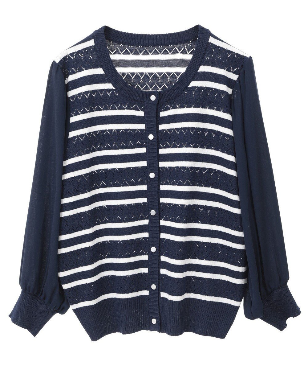 earth music&ecology 　透かし編みボーダーカーディガン 