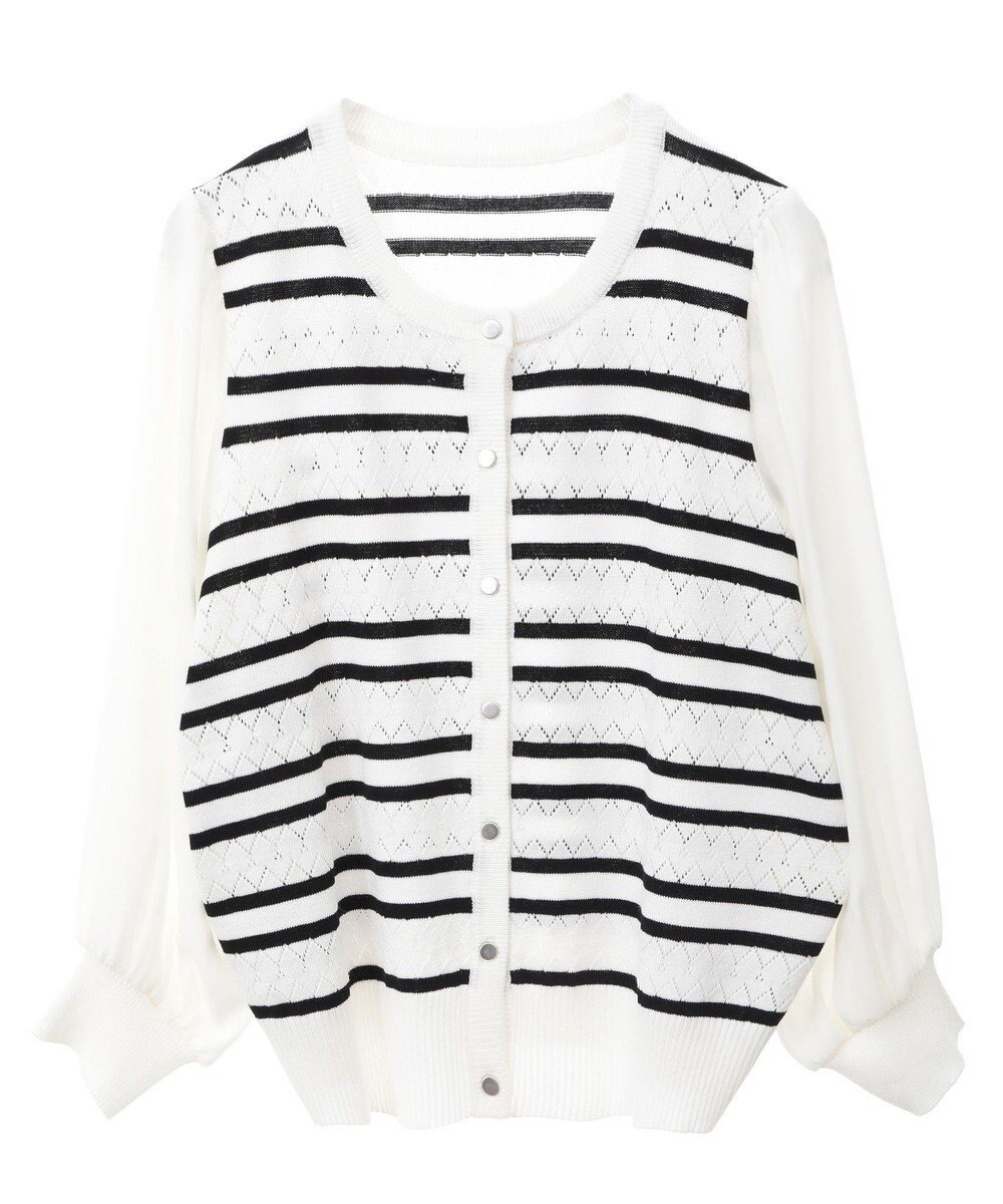 earth music&ecology 　透かし編みボーダーカーディガン 