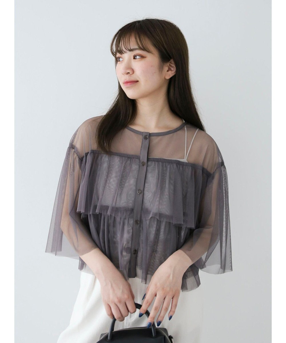 Green Parks ・ＳＵＧＡＲ　ＳＰＯＯＮ　チュールティアードブラウス 