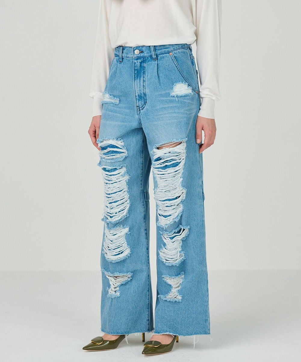 GRACE CONTINENTAL ハードクラッシュデニムパンツ 