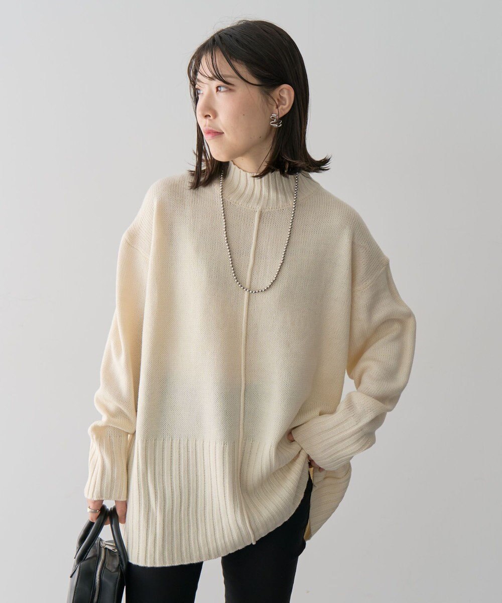 Green Parks 洗えるモックネックニットプルオーバー 