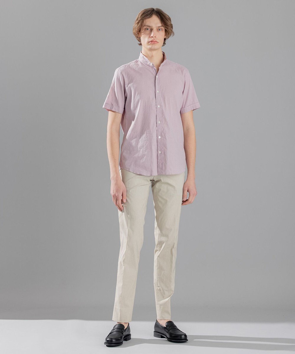 JOSEPH HOMME リネンストレッチブロード ウィングカラー半袖シャツ 