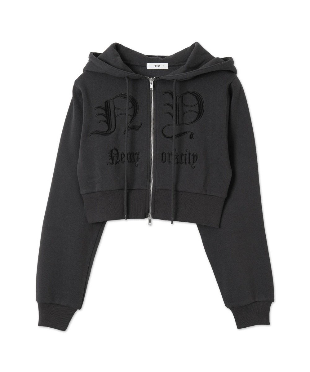 WEGO グラフィック裏起毛ショートZIPパーカー 