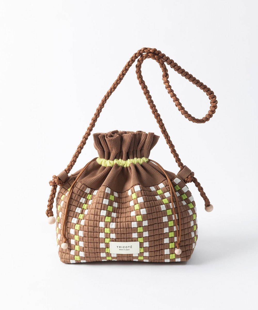 TRICOTE チェック巾着ポーチショルダー 
