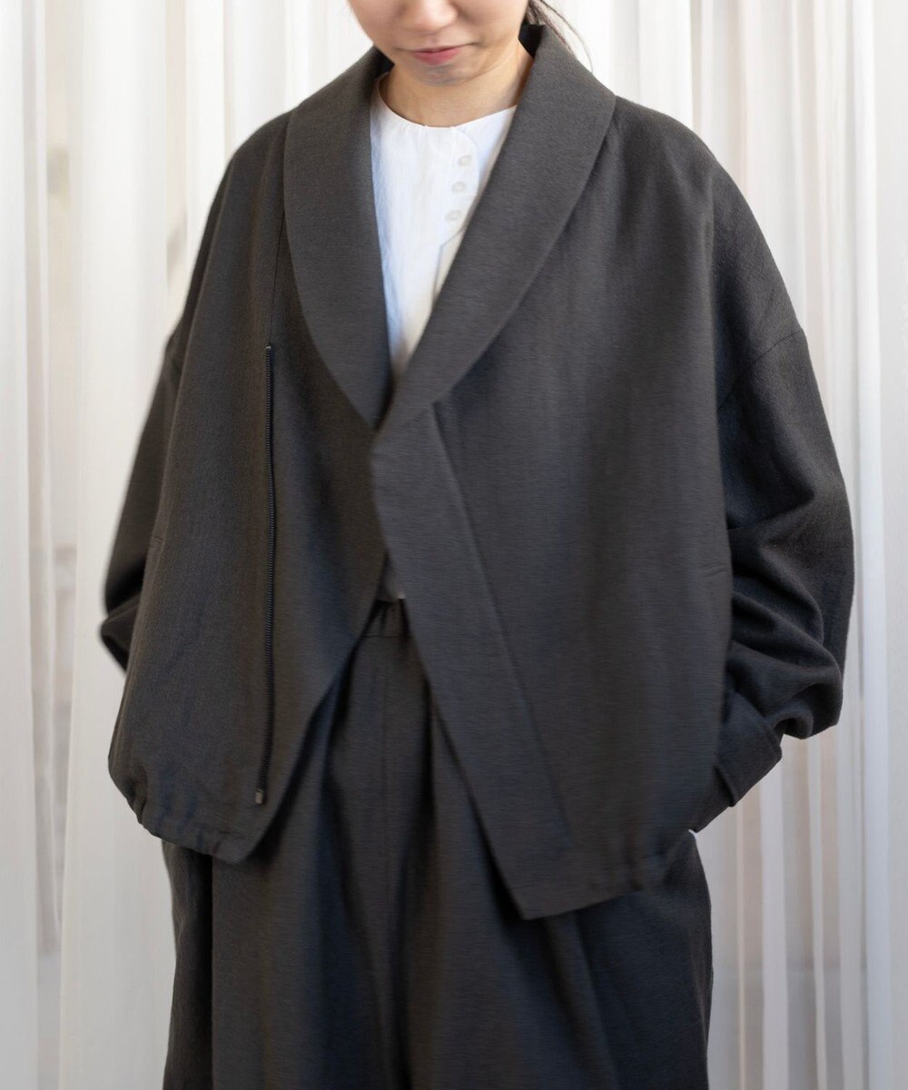muuc リネンウールのショールカラージャケット 