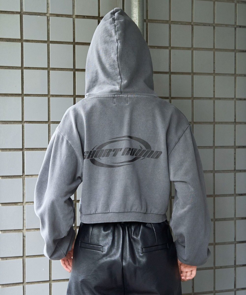 WEGO ピグメントショートグラフィックプルパーカー 