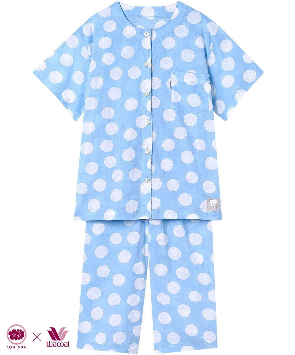 ワコール／睡眠科学 パジャマ 【SOU・SOU（R）】 綿100%(本体) 高島ちぢみ（R） 5分袖 半袖 7分丈 レディース YDT123 睡眠科学／ワコール 