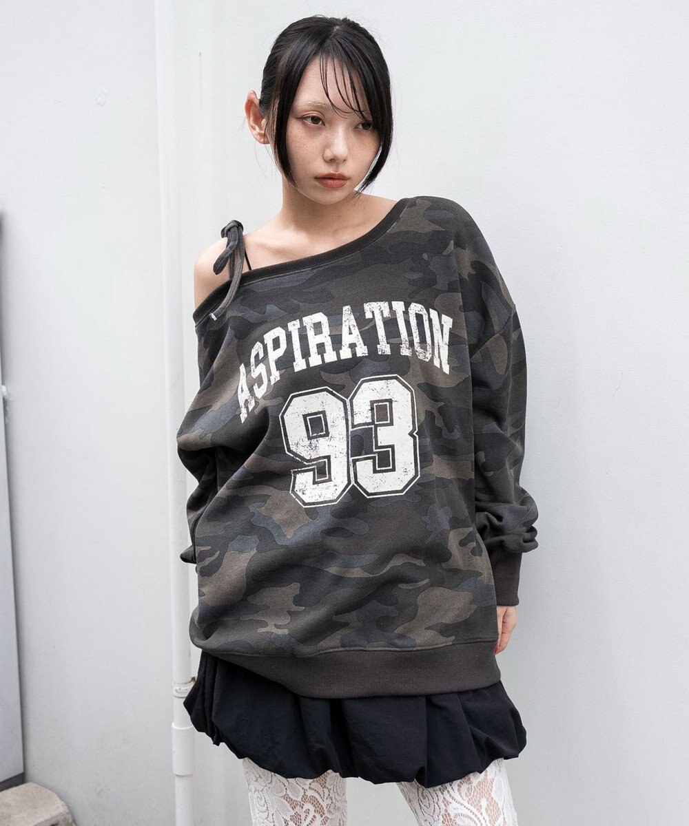 WEGO 【25年秋冬新作】2WAYグラフィックワンショルBIGスウェット 