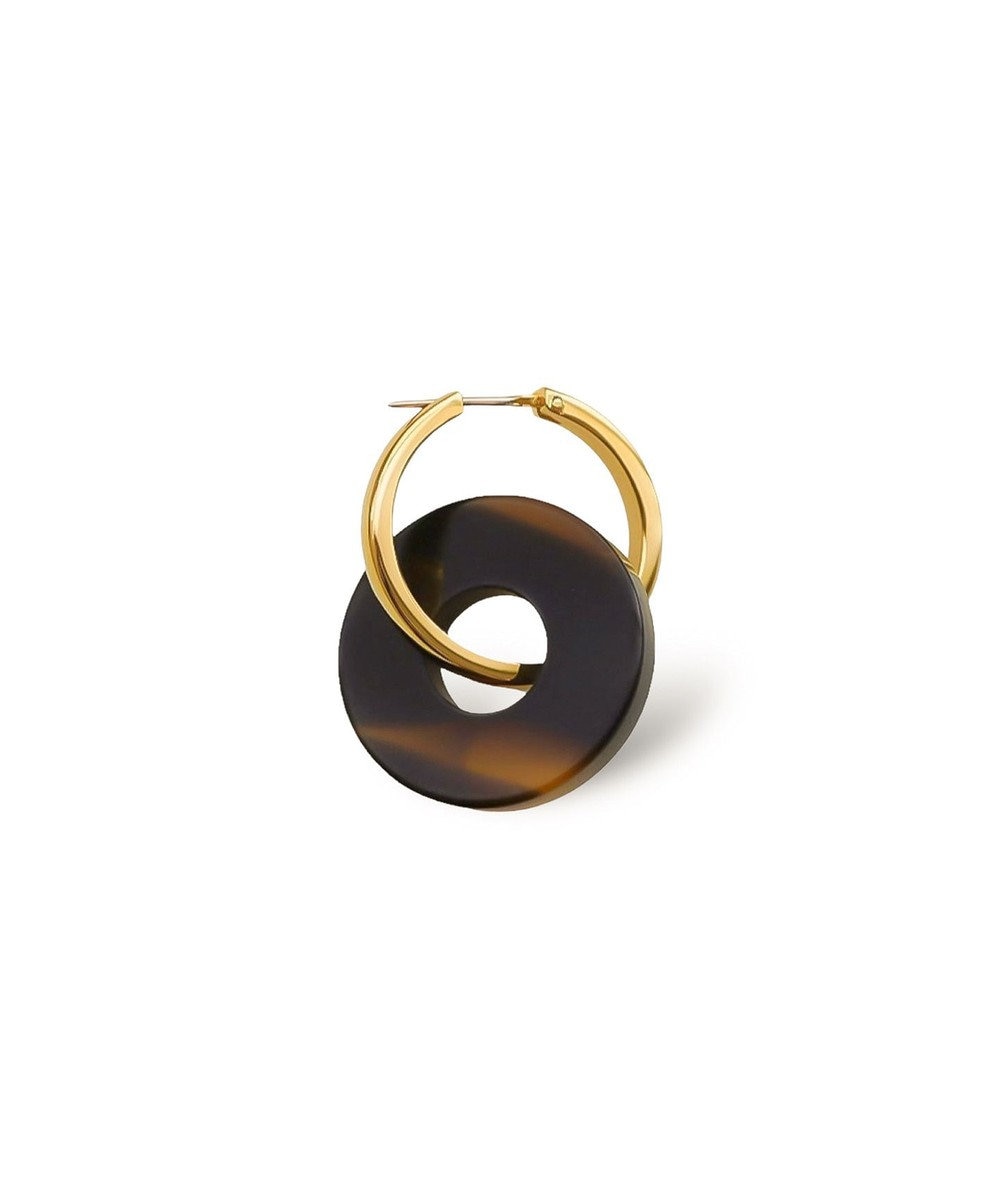susui 〈ブランド定番〉【hoop replacement charm】フープピアス L (ゴールドミラー)_片耳 ブラック