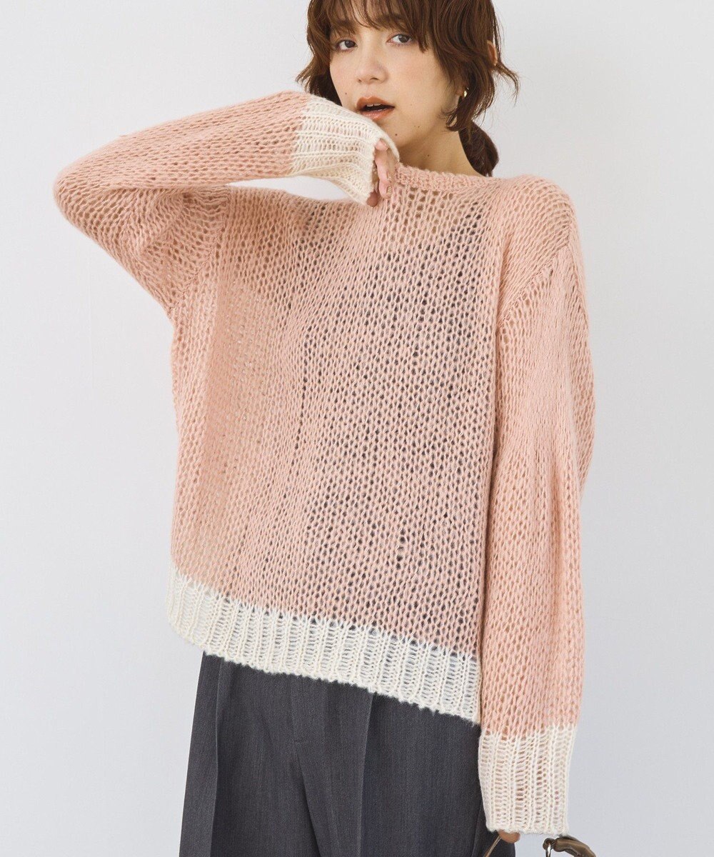 AMERICAN HOLIC モヘアライク配色ニットプルオーバー 