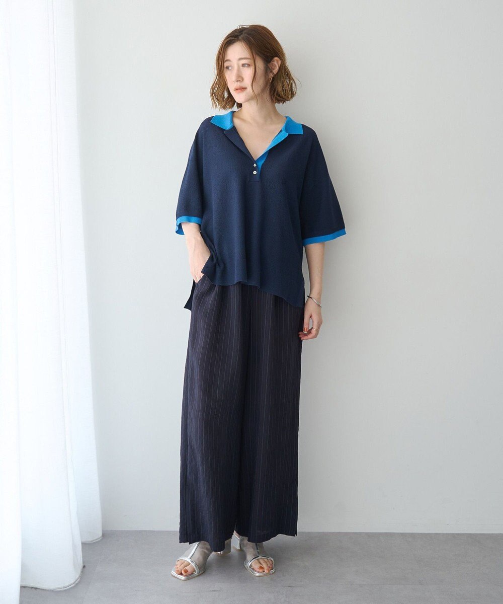 YECCA VECCA 配色ワイドポロニット 