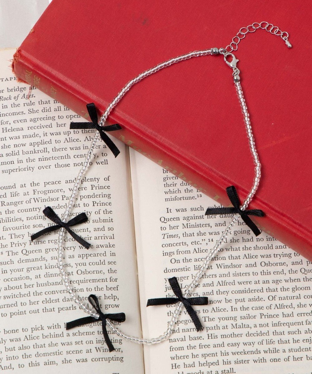 WEGO Lビーズサテンリボンネックレス 