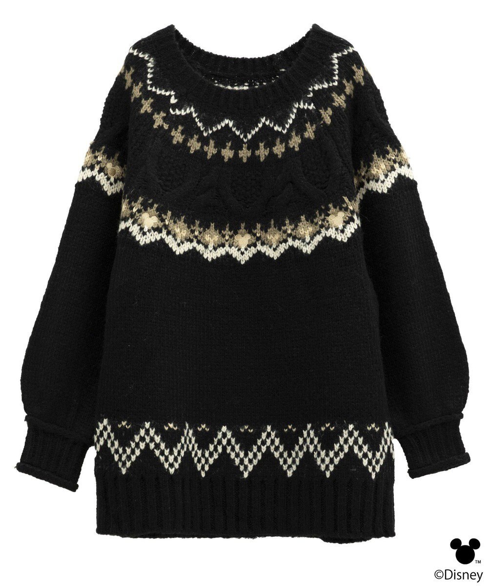 earth music&ecology 【予約】Disney/ミッキー刺繍ノルディックニットチュニック 
