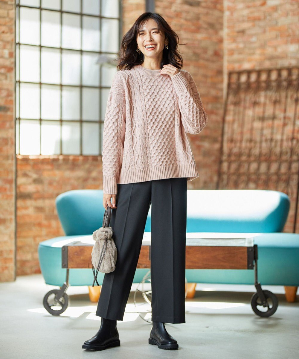 ANY L 【洗濯機可】ソフトタッチケーブルニット 