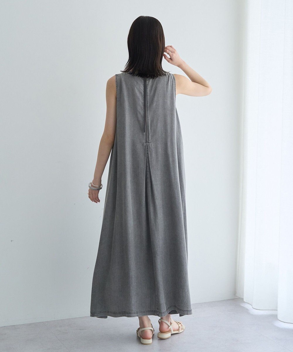 YECCA VECCA バイオ加工ヴィンテージデニムタックワンピース 