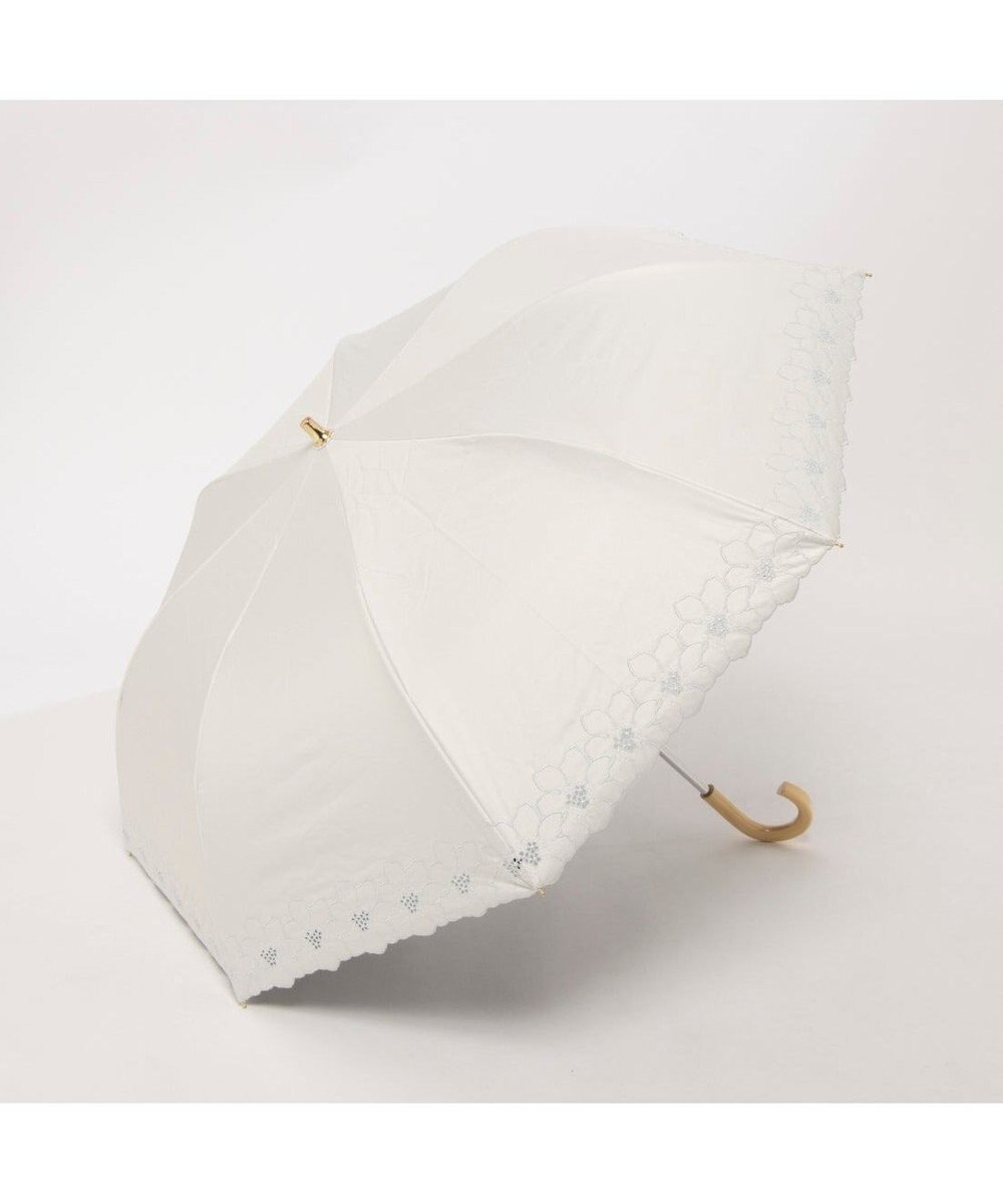 UNBILLION カシュネ cachenez / PUグレースフラワー刺繍トップレス2段折りたたみ傘 