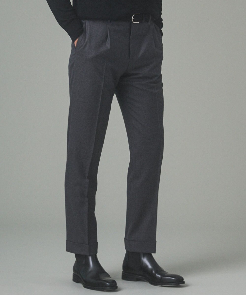 GOTAIRIKU 【保温性/ストレッチ/シワになりにくい】サキソニーストレッチパンツ（１タック） 