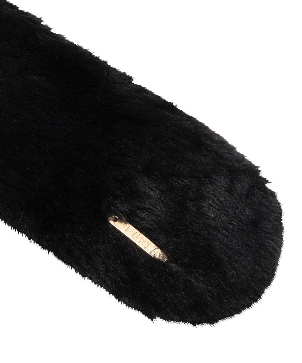 MOONBAT FURLA ファーティペット 差し込み ロゴプレート付 フェイクファーマフラー 