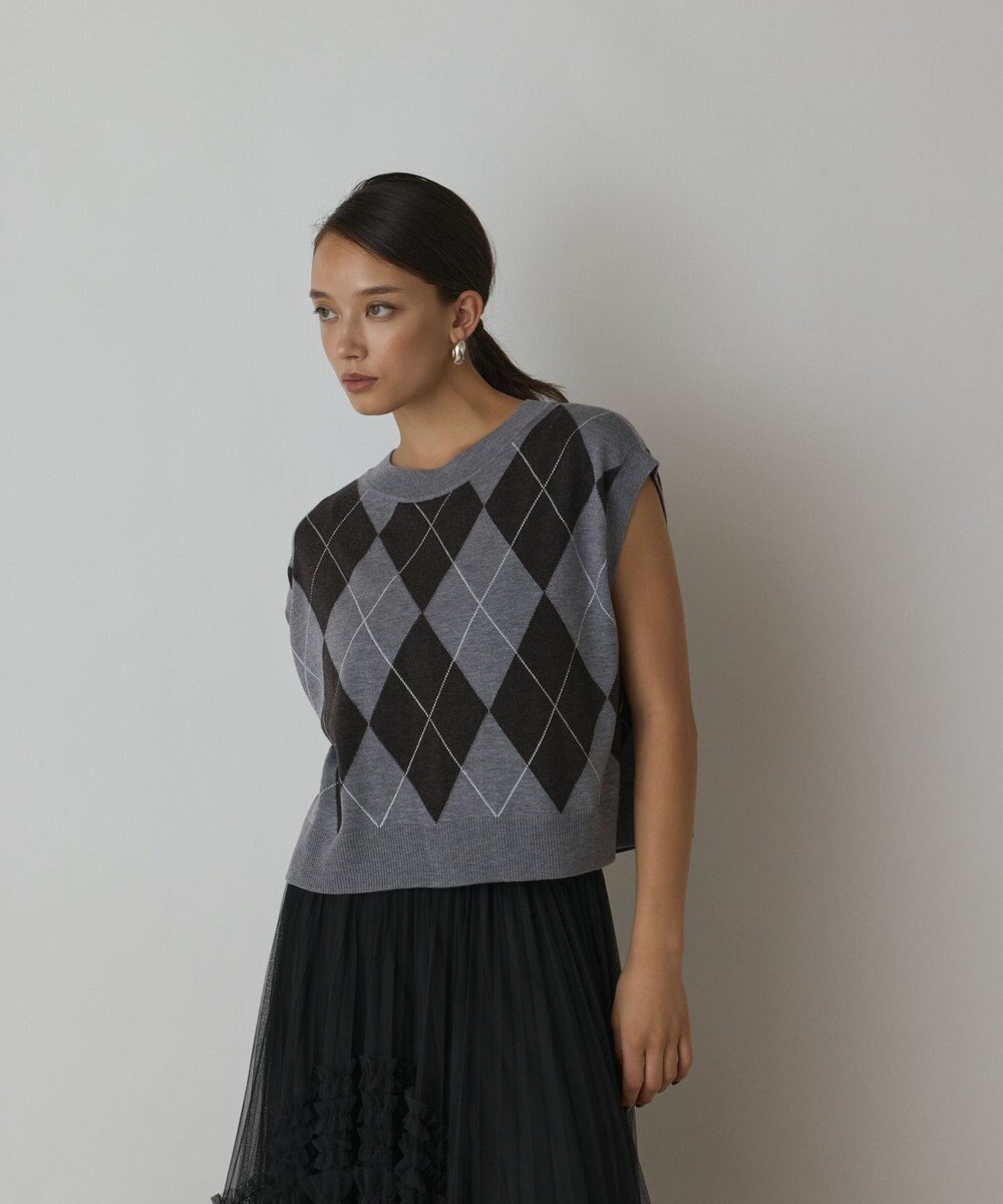 GRACE CONTINENTAL アーガイルニットベスト 