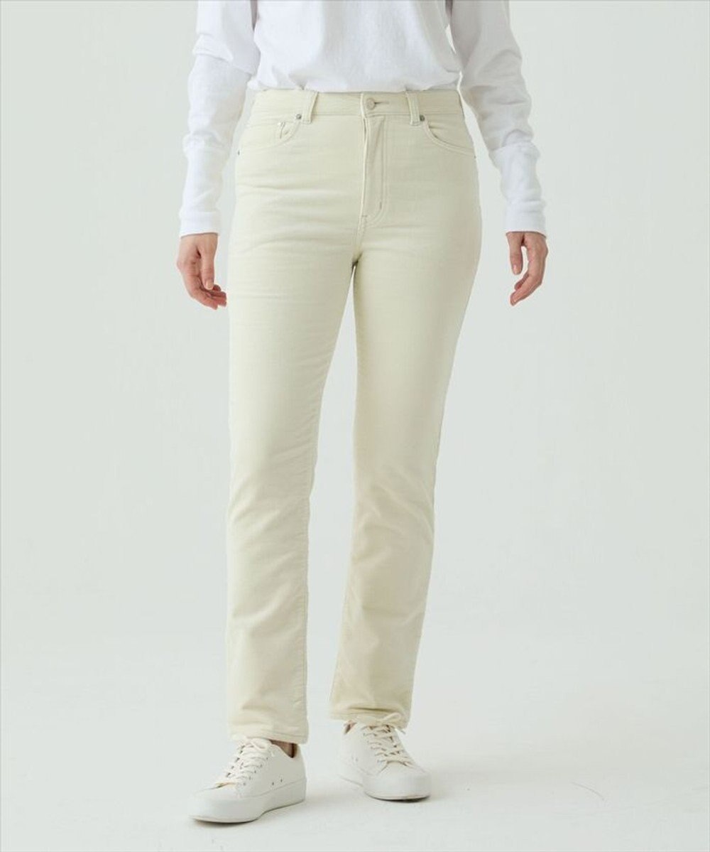 caqu スリムストレート 裏起毛コーデュロイパンツ 