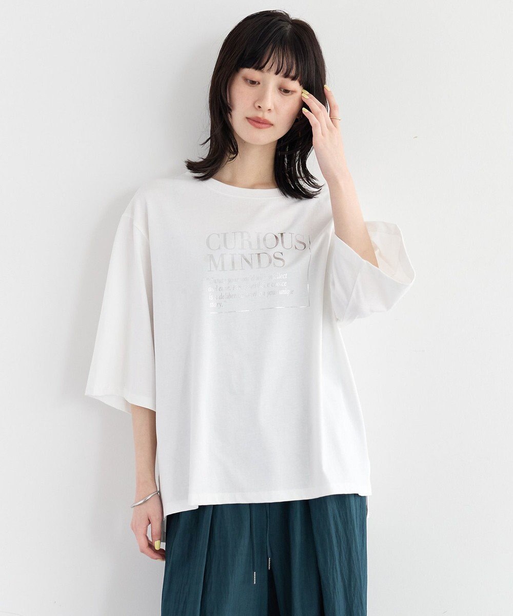 YECCA VECCA 【UVカット】ワイドスリーブ箔プリントTee 