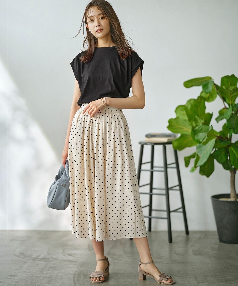 組曲 GIZAプレーティング天竺フレンチスリーブ Tシャツ 