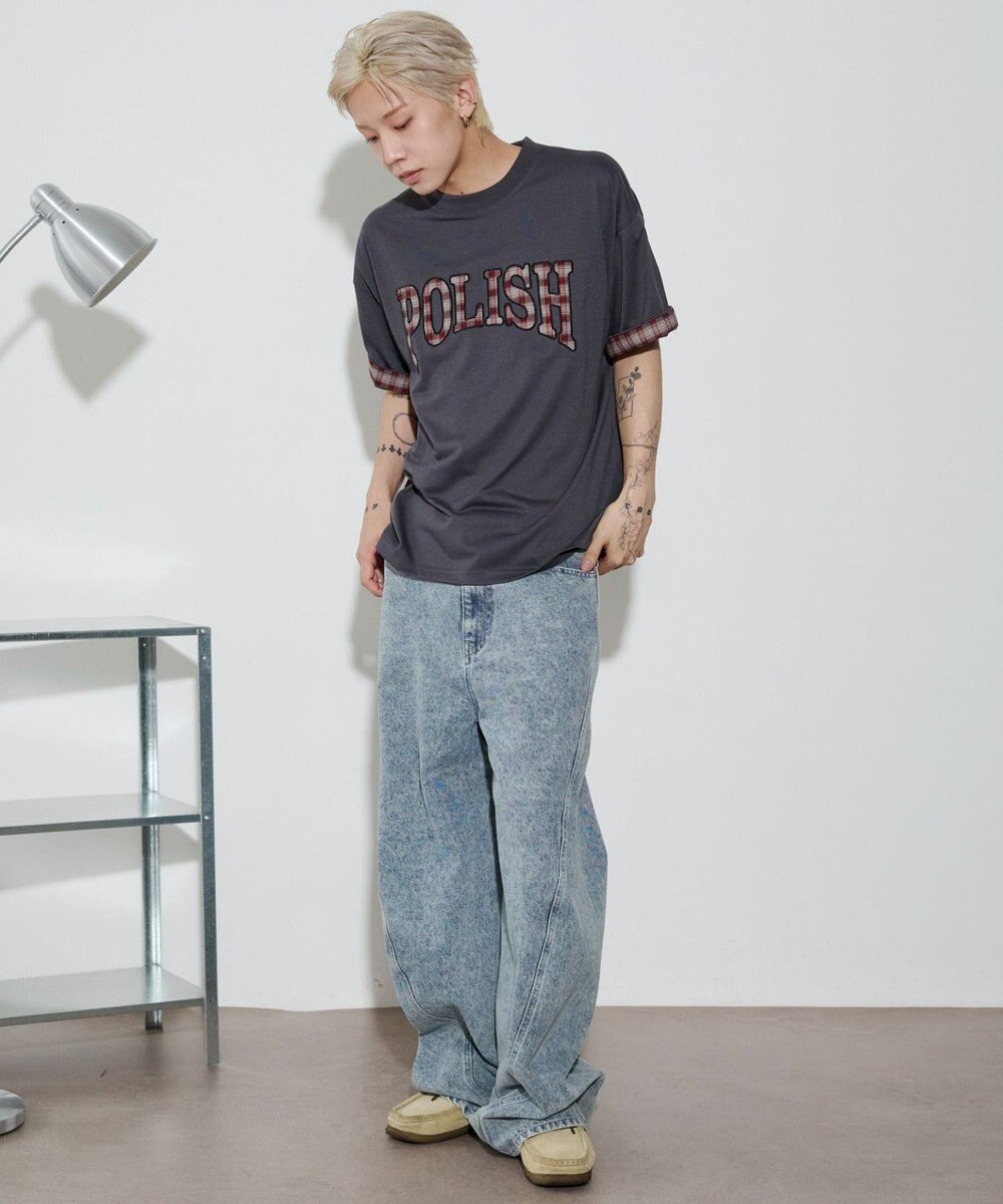 WEGO 【ユニセックス着用ITEM】チェックディテールロゴT（SS） 