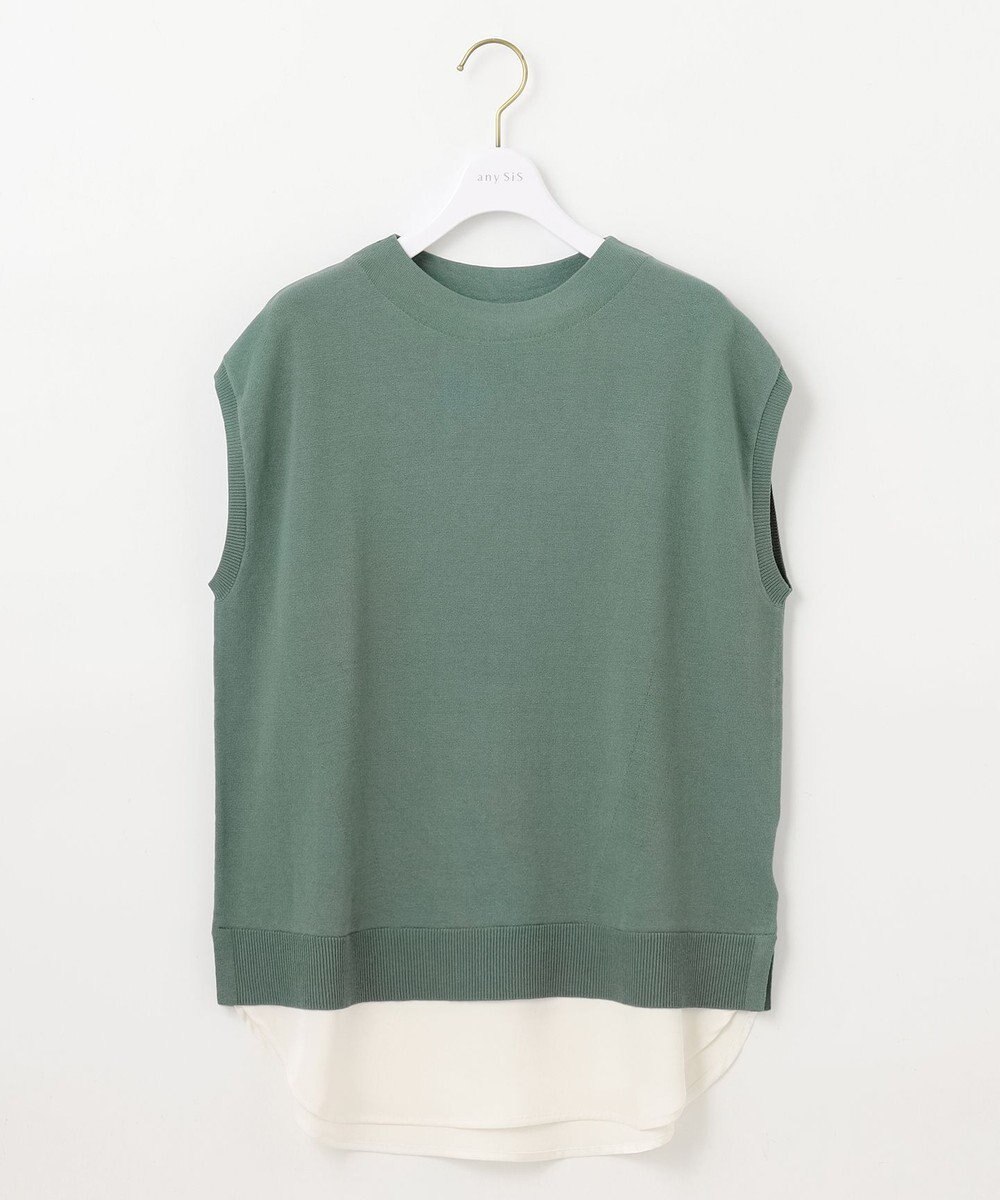 ANY SIS S 【洗える】フレンチスリーブシャツテール ニット 