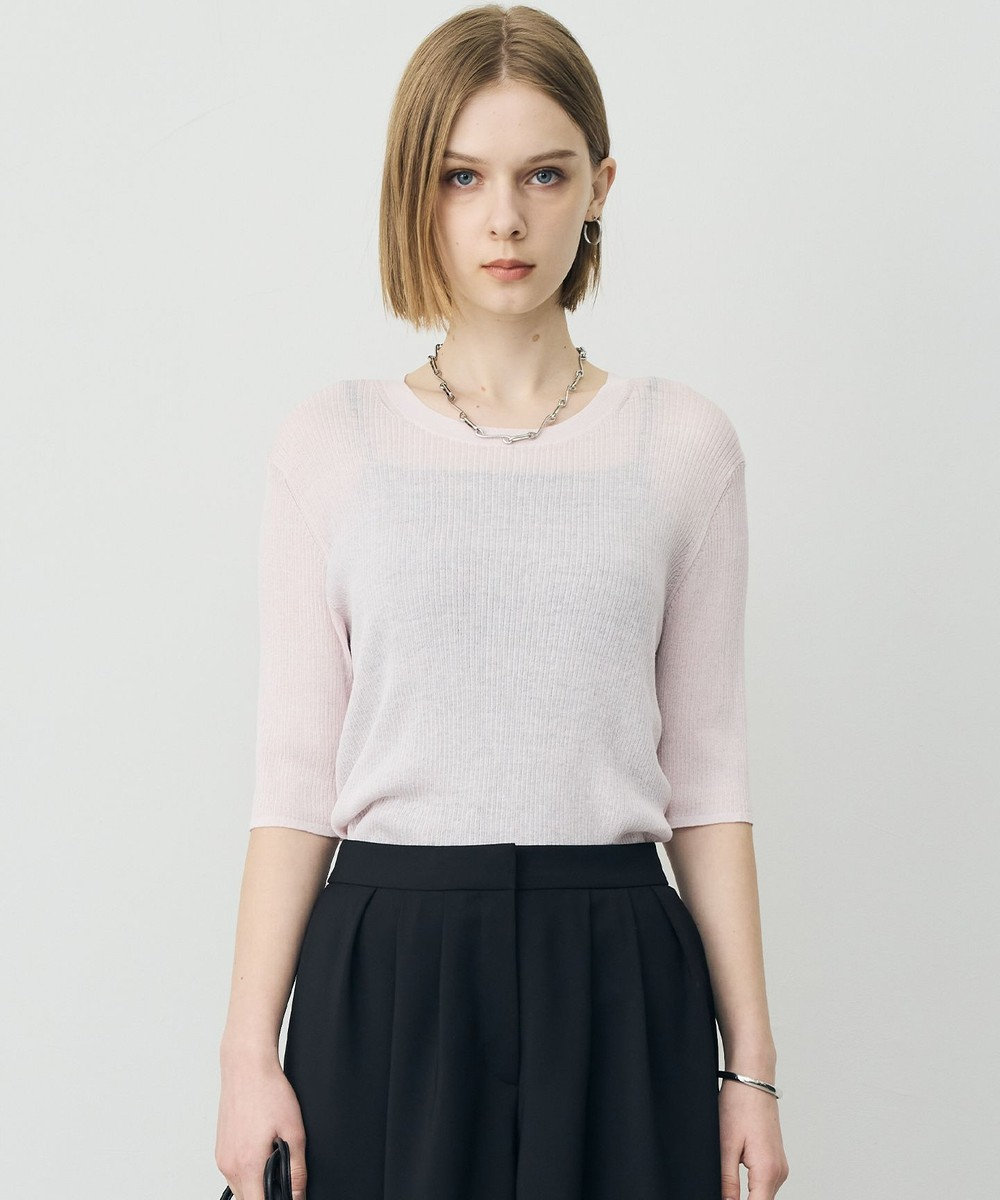 ICB L 【先行予約】 リネンブレンドシアー クルーネックリブニット 