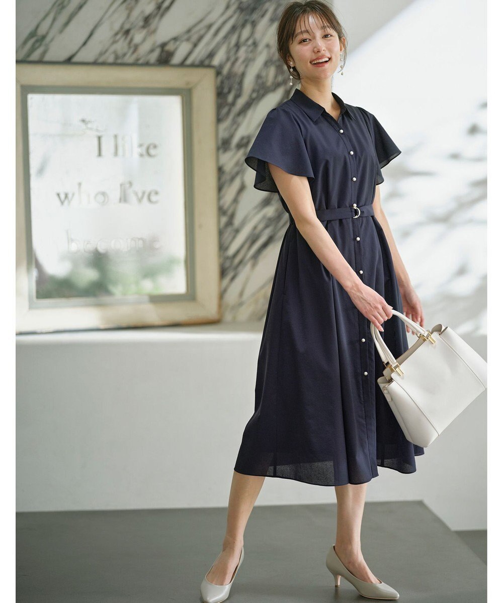ANY SIS 【洗える】ビューティフレア シャツワンピース 