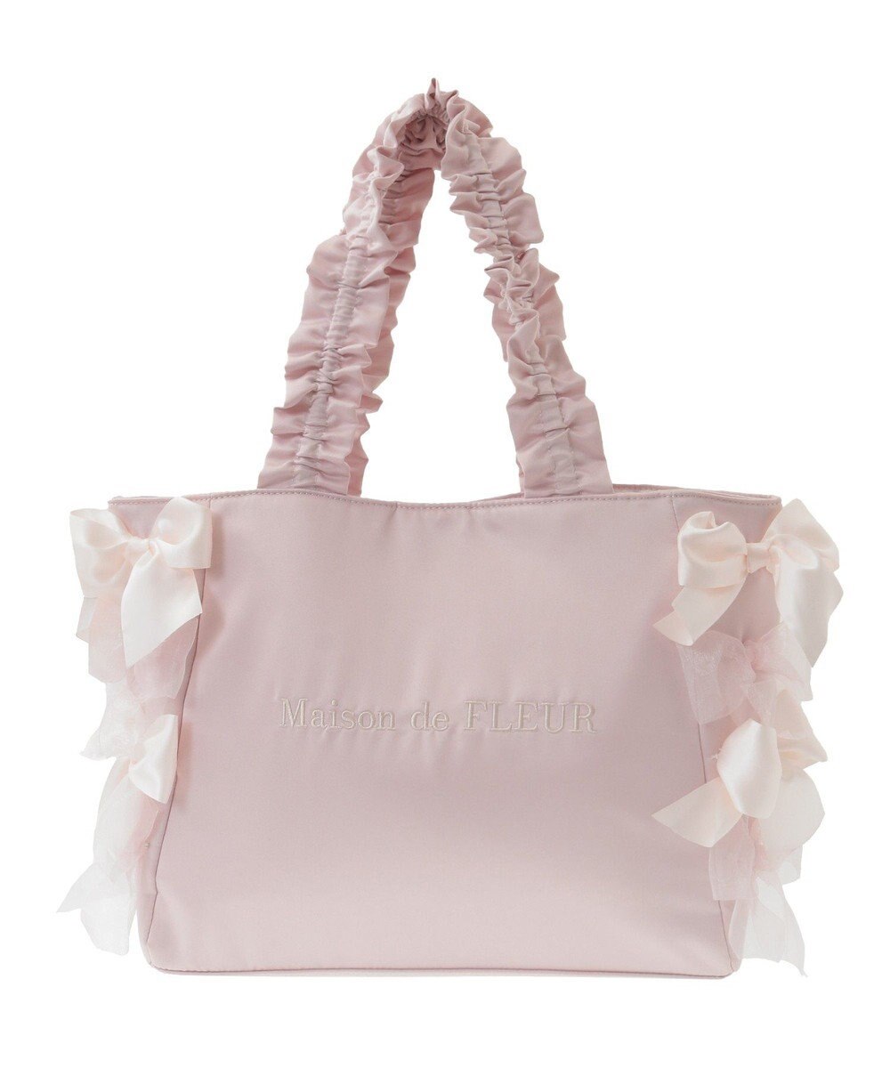Maison de FLEUR リボンギャザーハンドルトートバッグ 