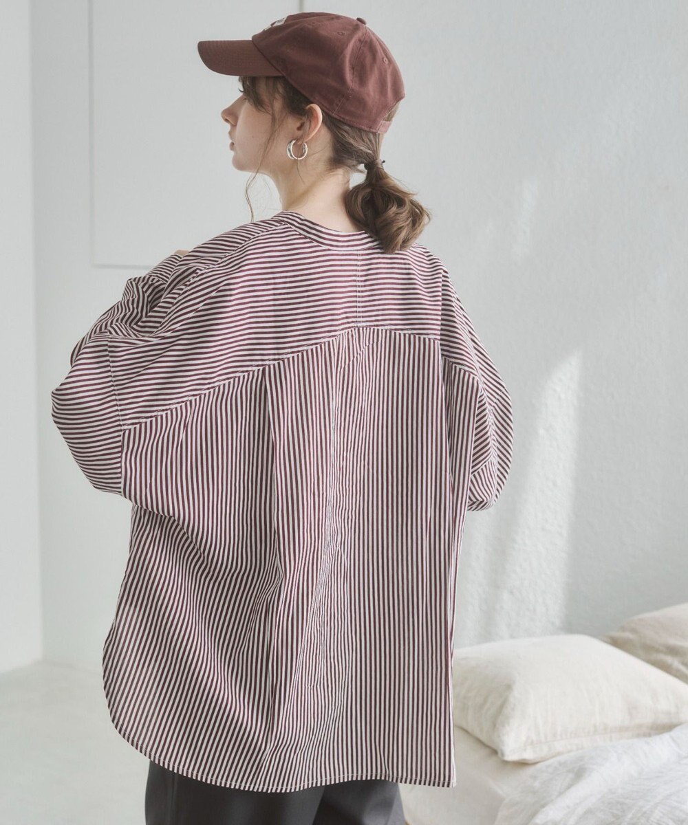 WEGO 着丈が選べる オーバーサイズ バンドカラー シャツ / ストライプ / 無地 