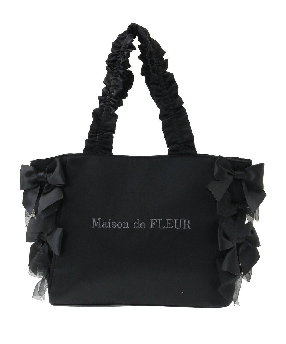Maison de FLEUR リボンギャザーハンドルトートバッグ 
