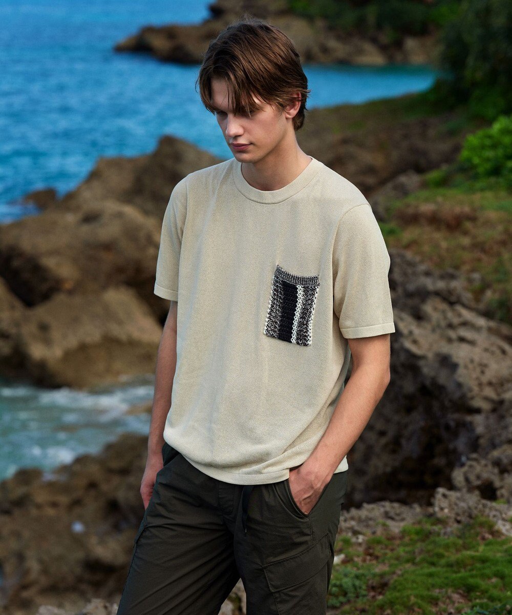 JOSEPH ABBOUD MOUNTAIN 【エコ素材・軽量・通気性・速乾性】ペーパーヤーンニット Ｔシャツ 